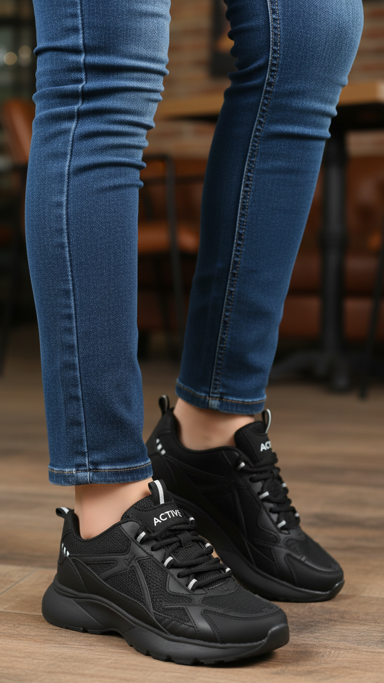 Black Casual Sneaker For Ladies AT7350