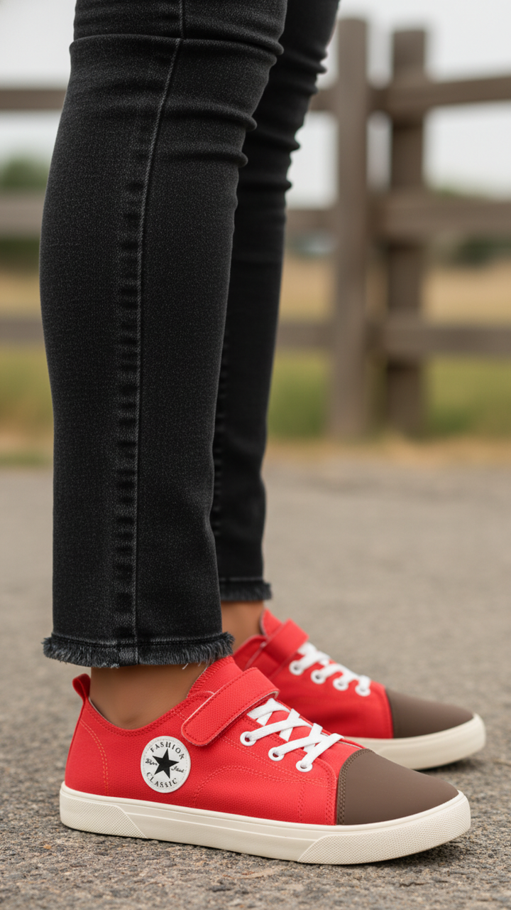 Red Casual Sneaker For Women AT7401