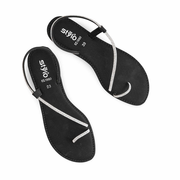Black Casual Women Chappal CL1880