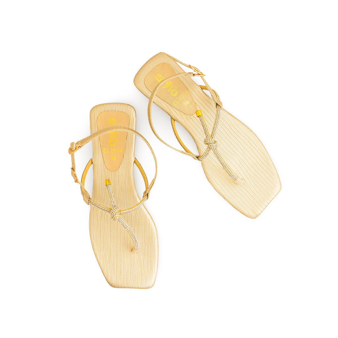 Golden Casual Chappal For Ladies CL2084