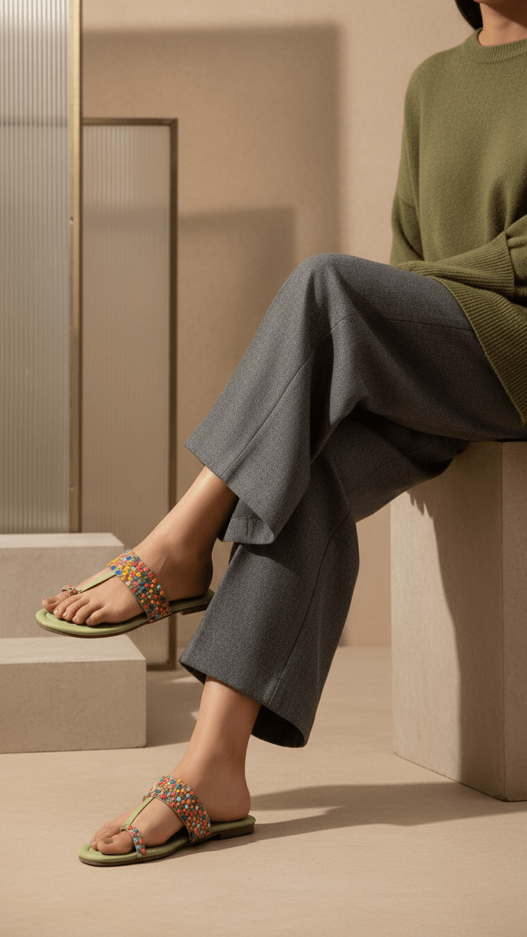 Green Casual Chappal CL2105