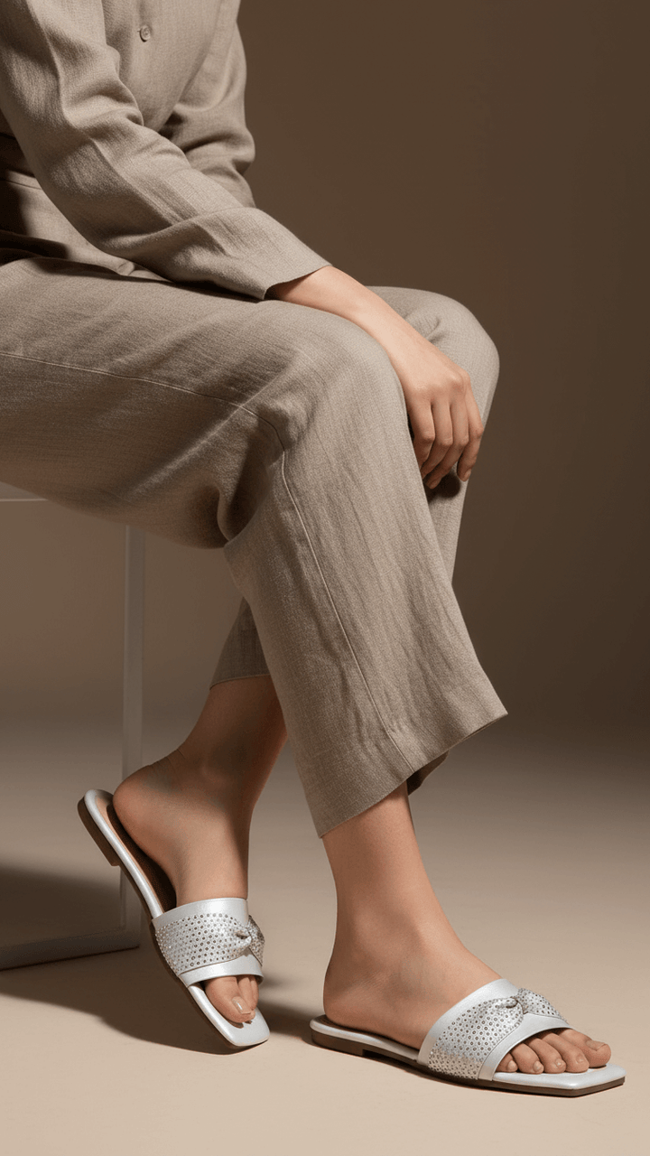 Silver Casual Slipper For Ladies CL2106