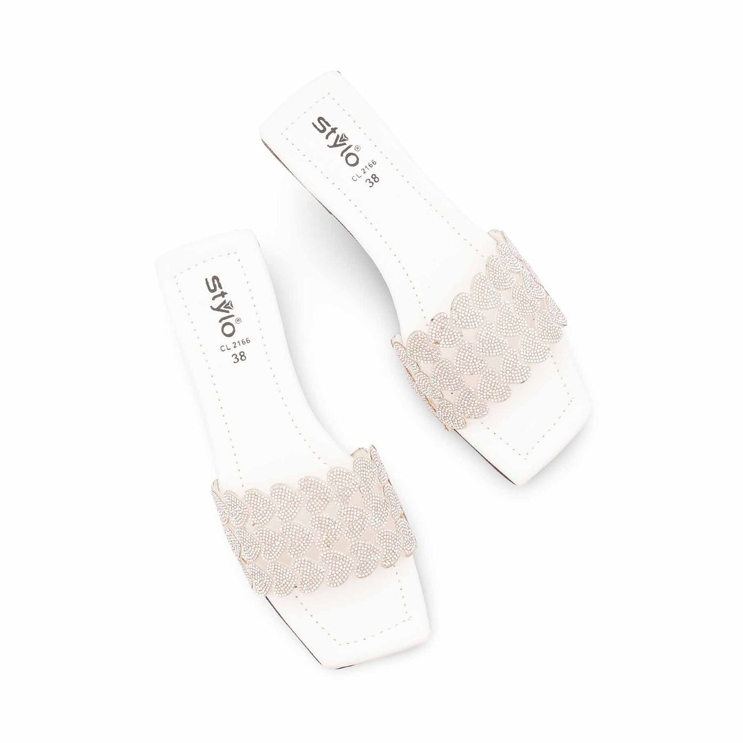 White Casual Chappal For Ladies CL2166