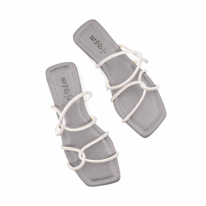 Grey Casual Slipper For Ladies CL2177