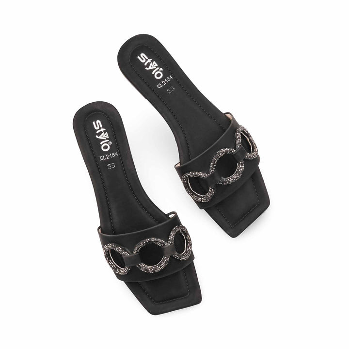 Black Casual Slipper For Ladies CL2184