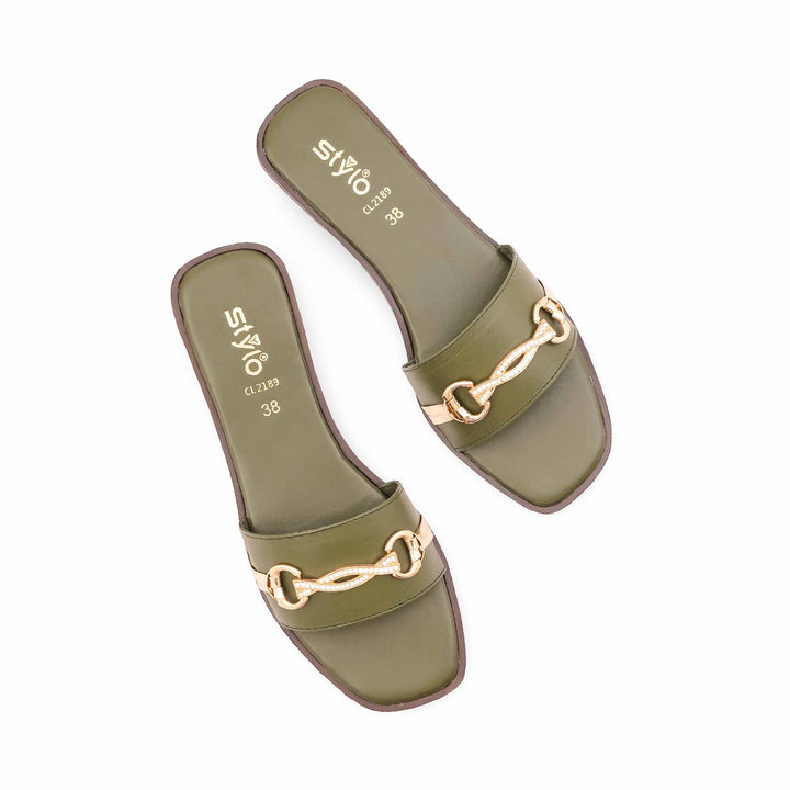 Green Casual Chappal For Ladies CL2189