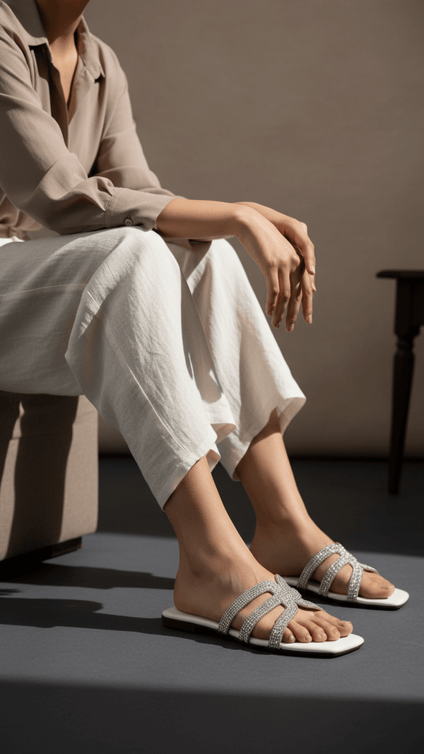 White Casual Chappal For Ladies CL2194