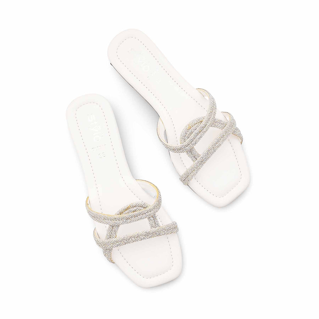 White Casual Slipper For Women CL2207