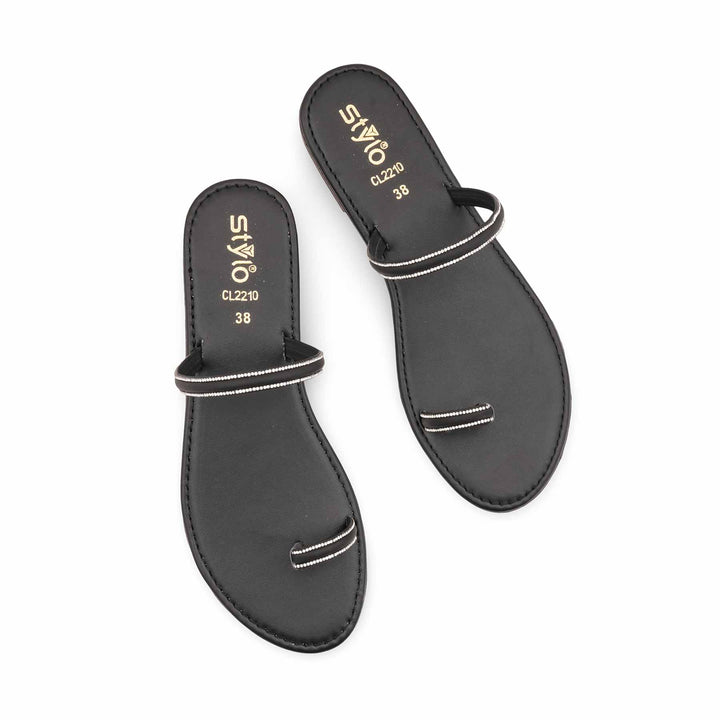 Black Casual Chappal For Ladies CL2210