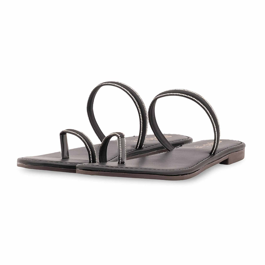 Black Casual Chappal For Ladies CL2210