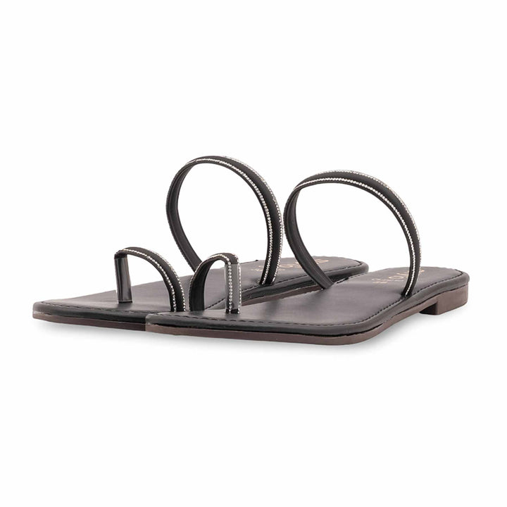Black Casual Chappal For Ladies CL2210