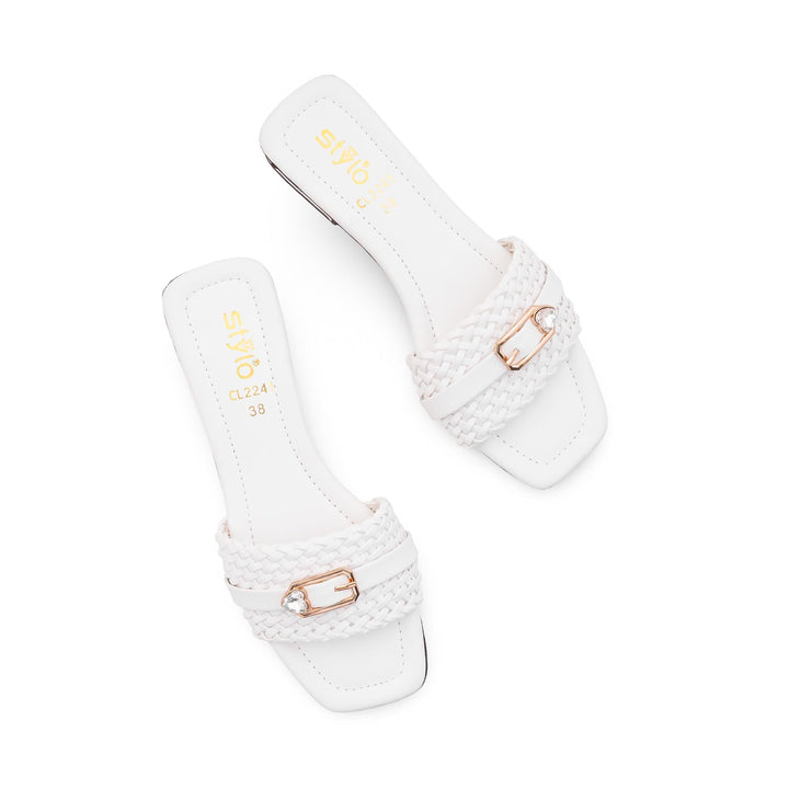 White Casual Slipper For Women CL2241