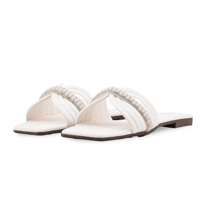 White Casual Slipper For Women CL2247