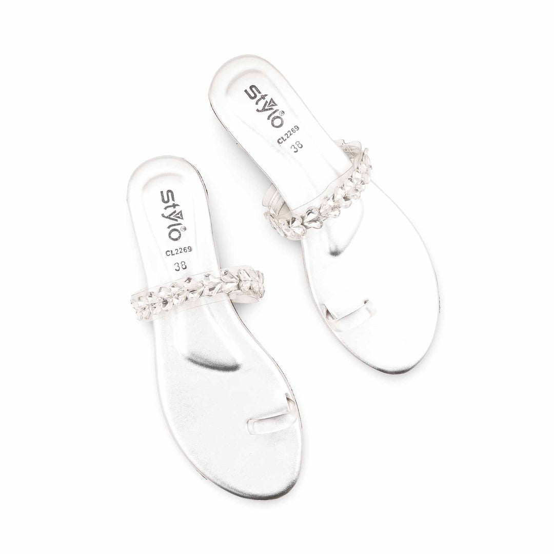 Silver Casual Chappal For Ladies CL2269
