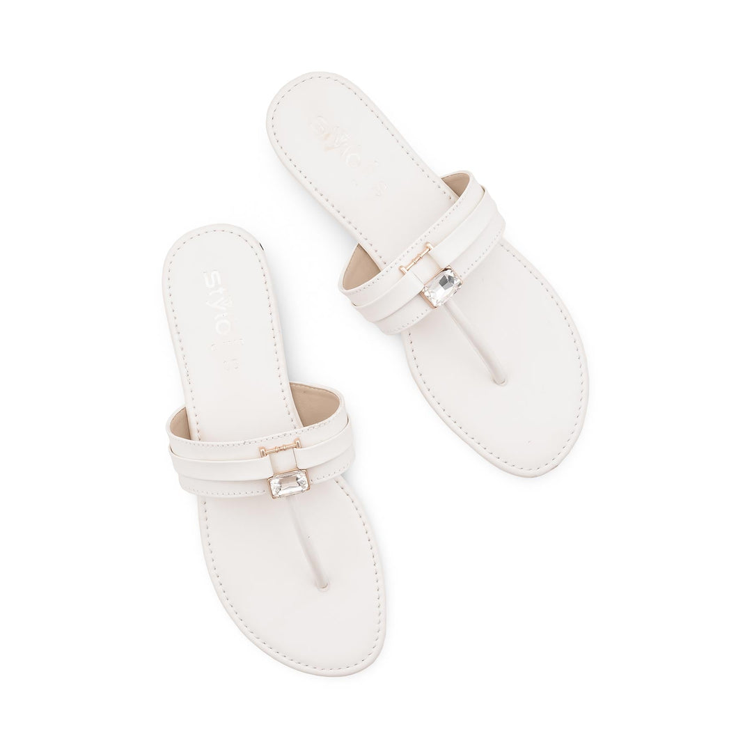 White Casual Chappal For Women CL2289
