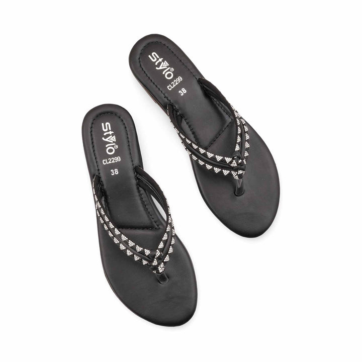 Black Casual Chappal For Women CL2299