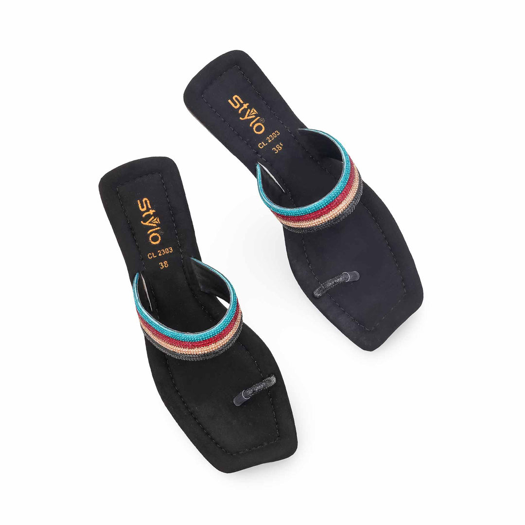 Black Casual Chappal For Women CL2303