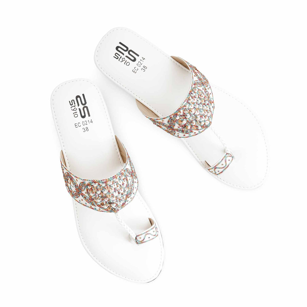 White Formal Women Chappal EC0214