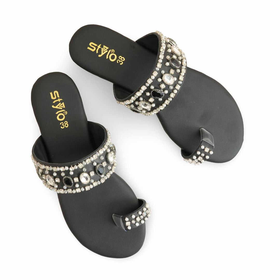 Black Fancy Women Chappal EC0220