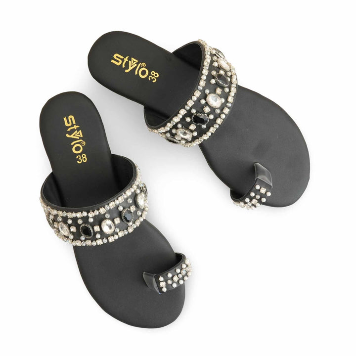 Black Fancy Women Chappal EC0220