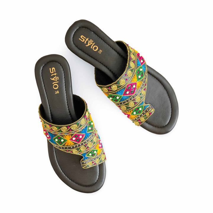 Black Fancy Women Chappal EC0230