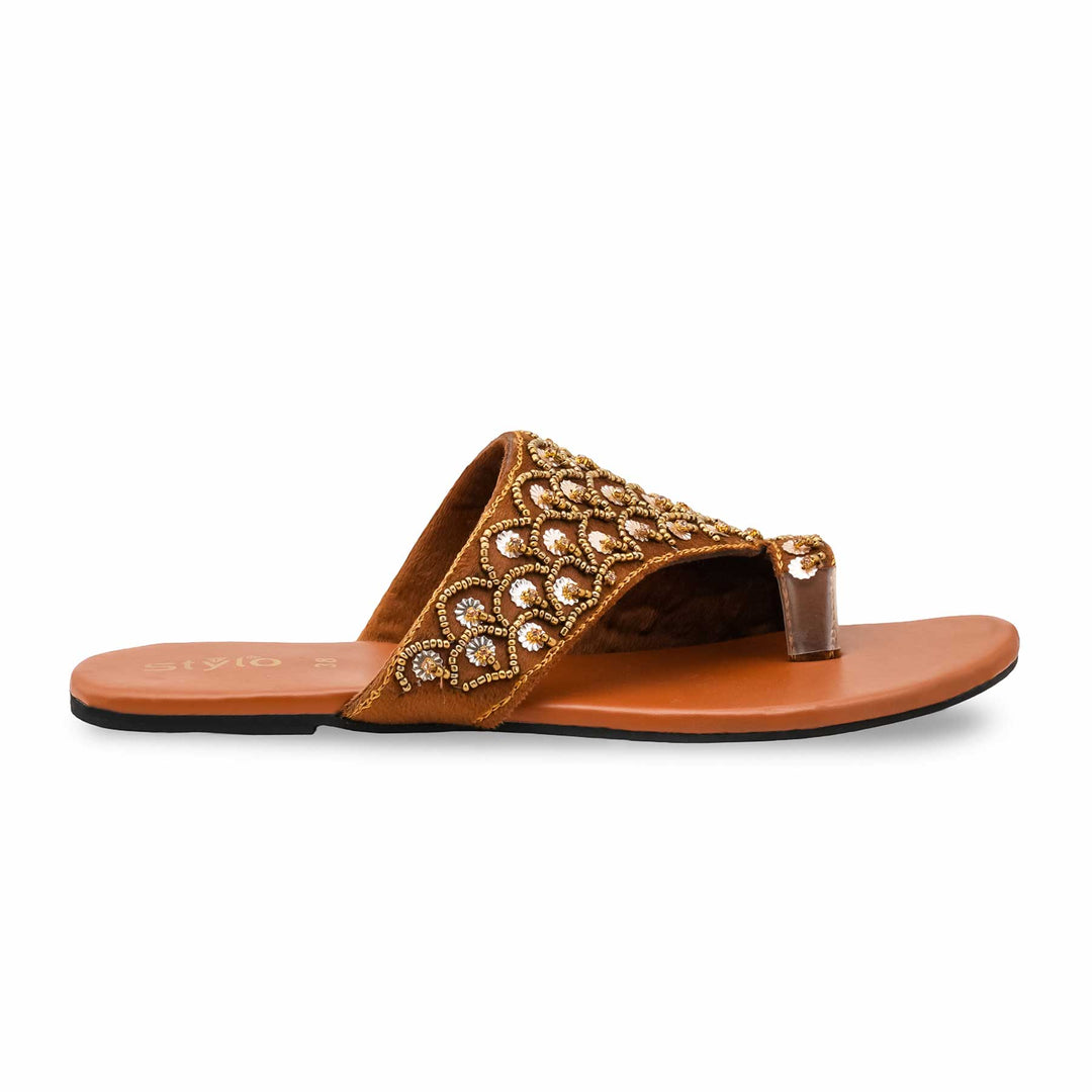 Brown Ethnic Chappal For Ladies EC0241