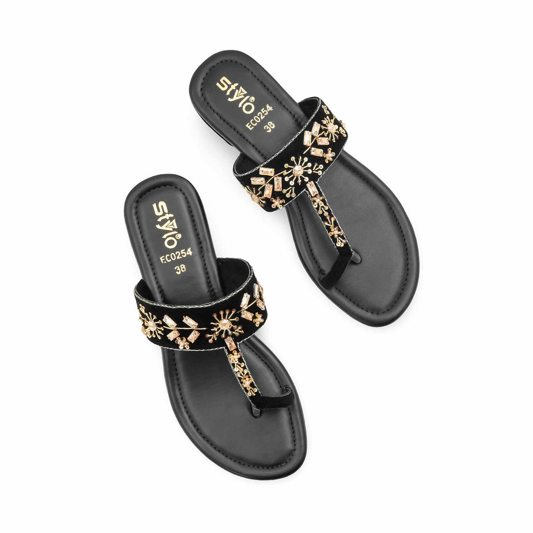 Black Ethnic Chappal For Women EC0254