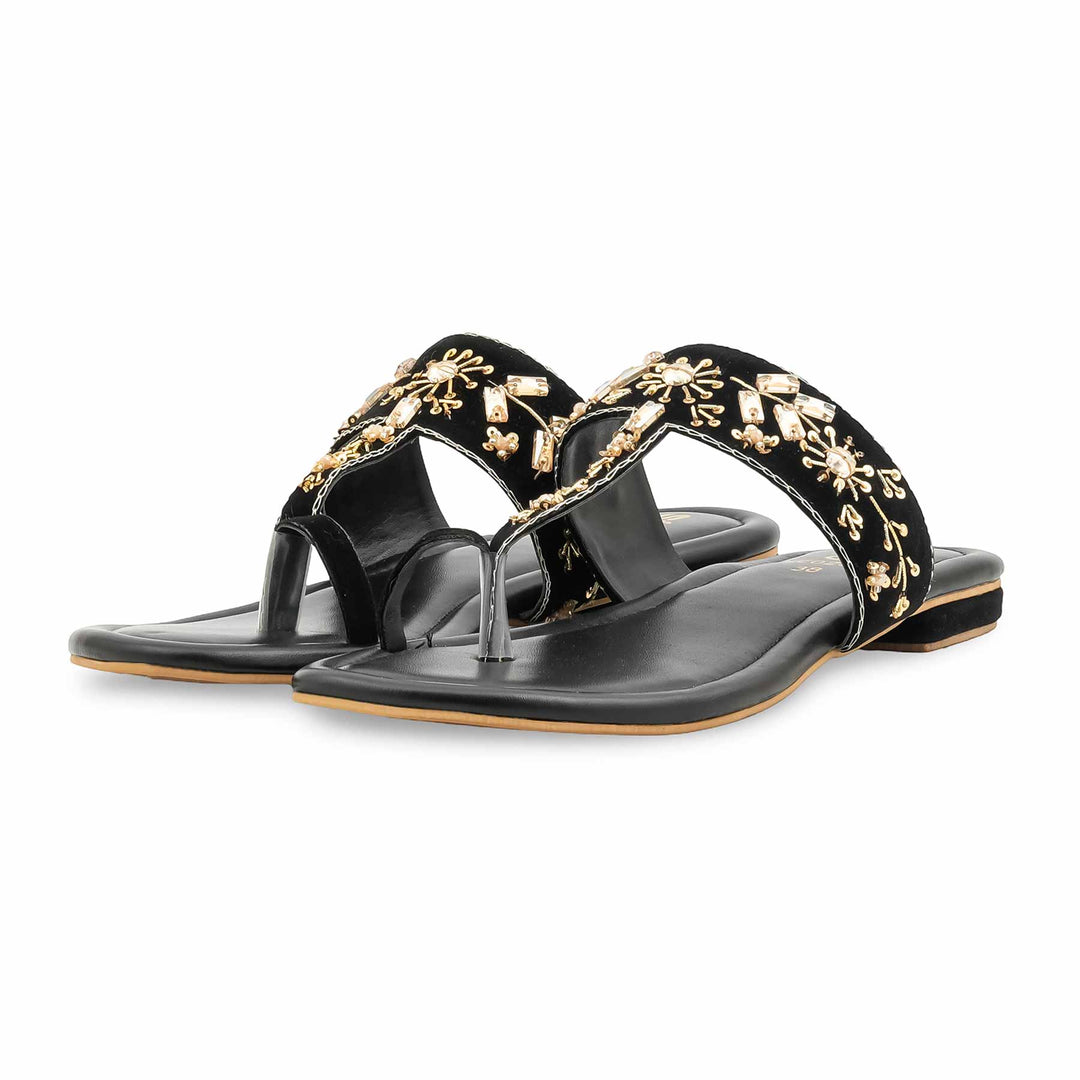 Black Ethnic Chappal For Women EC0254