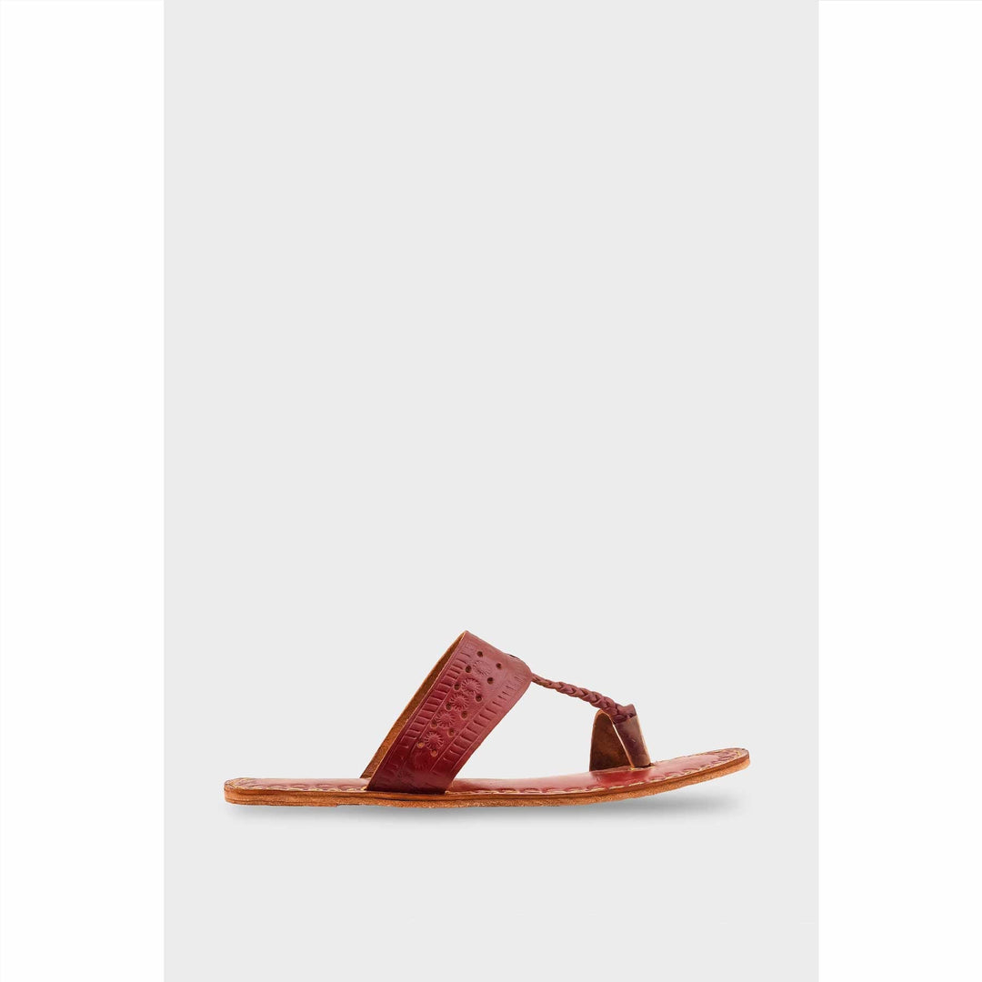 Maroon Leather Kolapori For Women EC0262