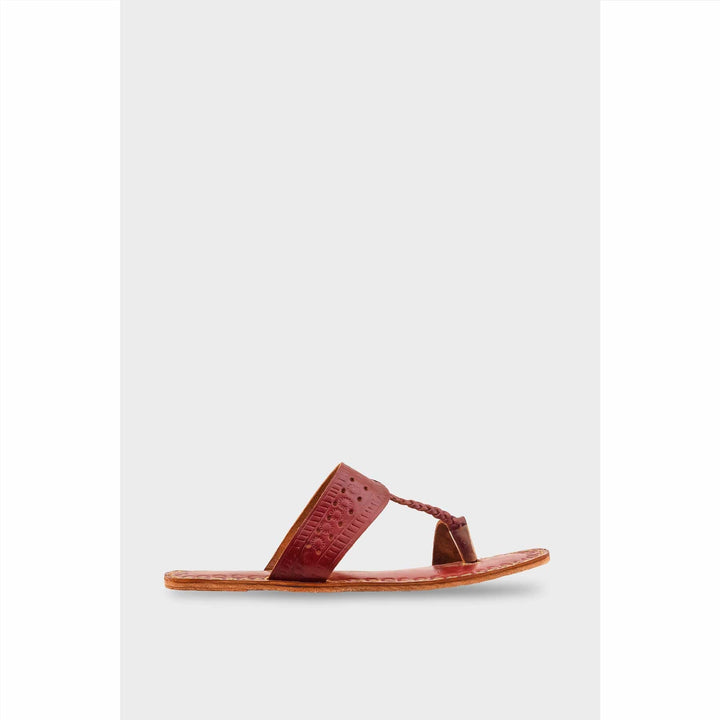 Maroon Leather Kolapori For Women EC0262