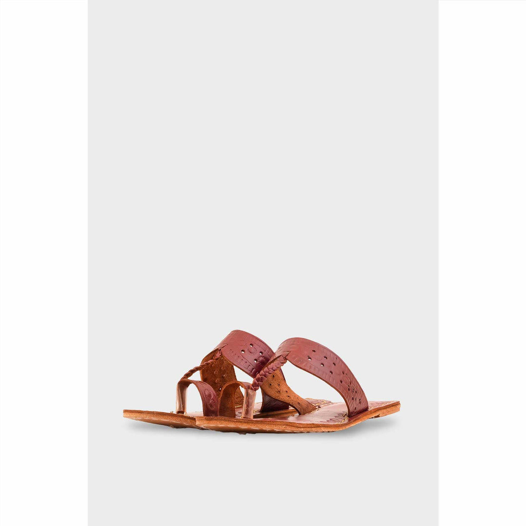 Maroon Leather Kolapori For Women EC0262