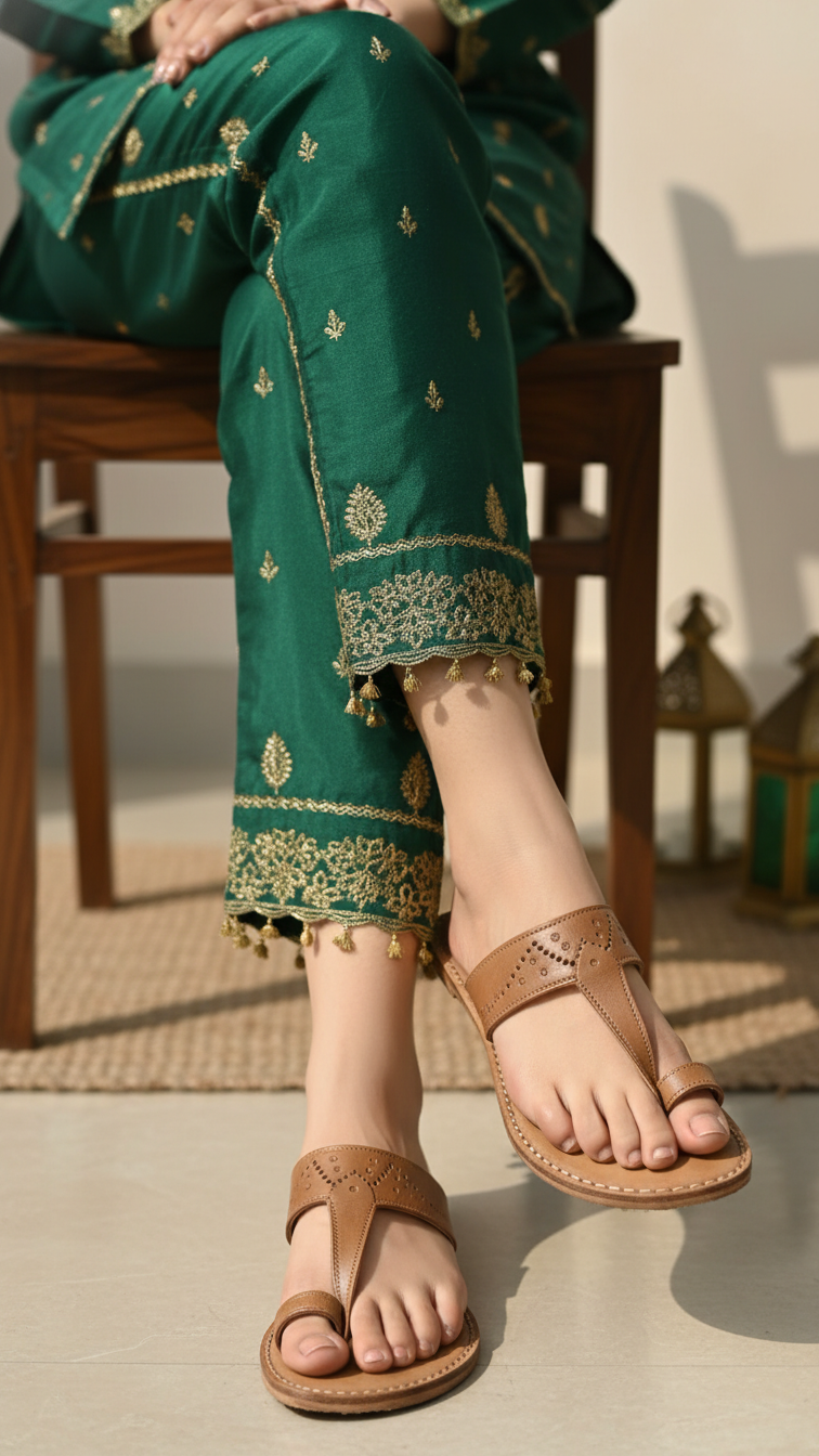 Beige Leather Kolapoori Chappal EC0264