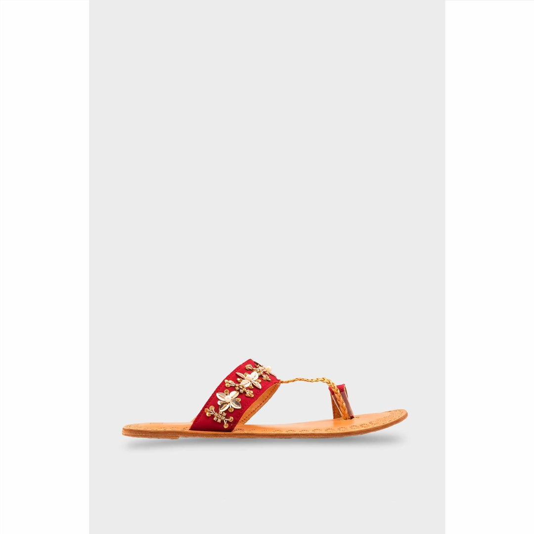 Maroon Leather Kolapori For Women EC0268