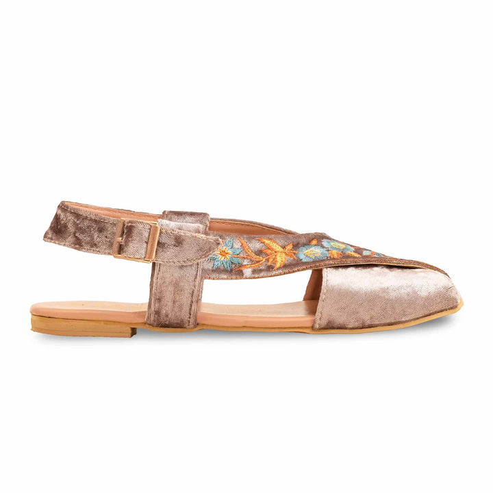 Golden Formal Peshawari Chappal For Ladies EC3184