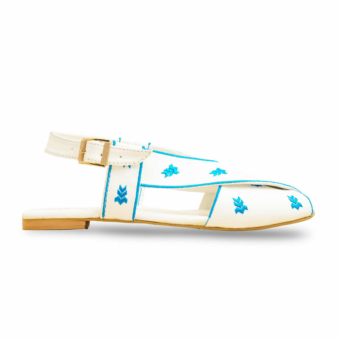 White Formal Peshawari Chappal EC3189
