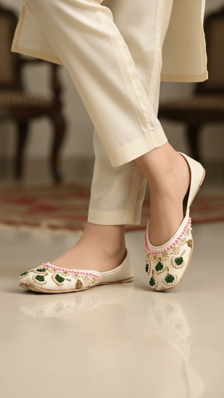 White Fancy Women Khussa EC8556