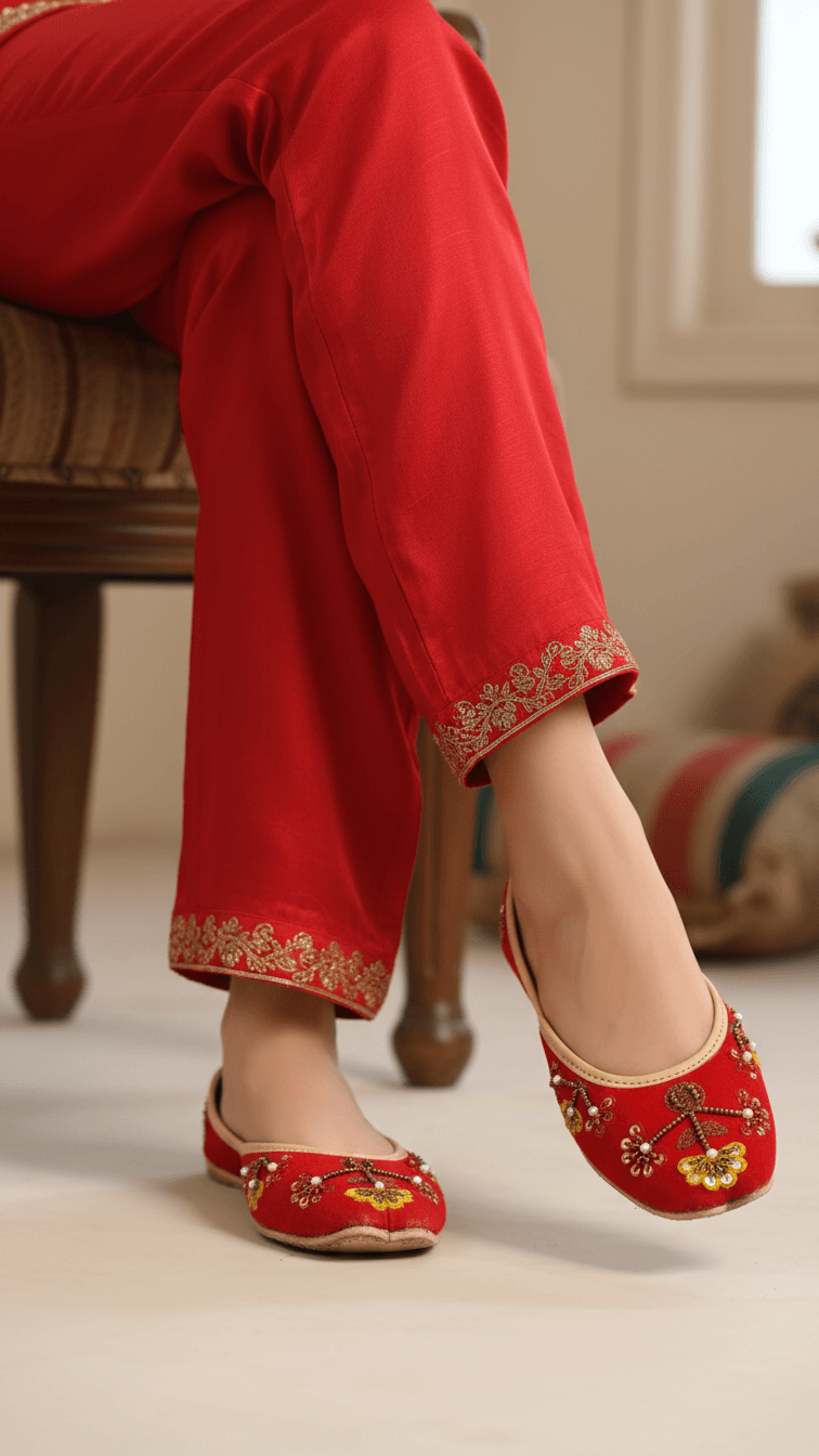Red Fancy Khussa For Women EC8559