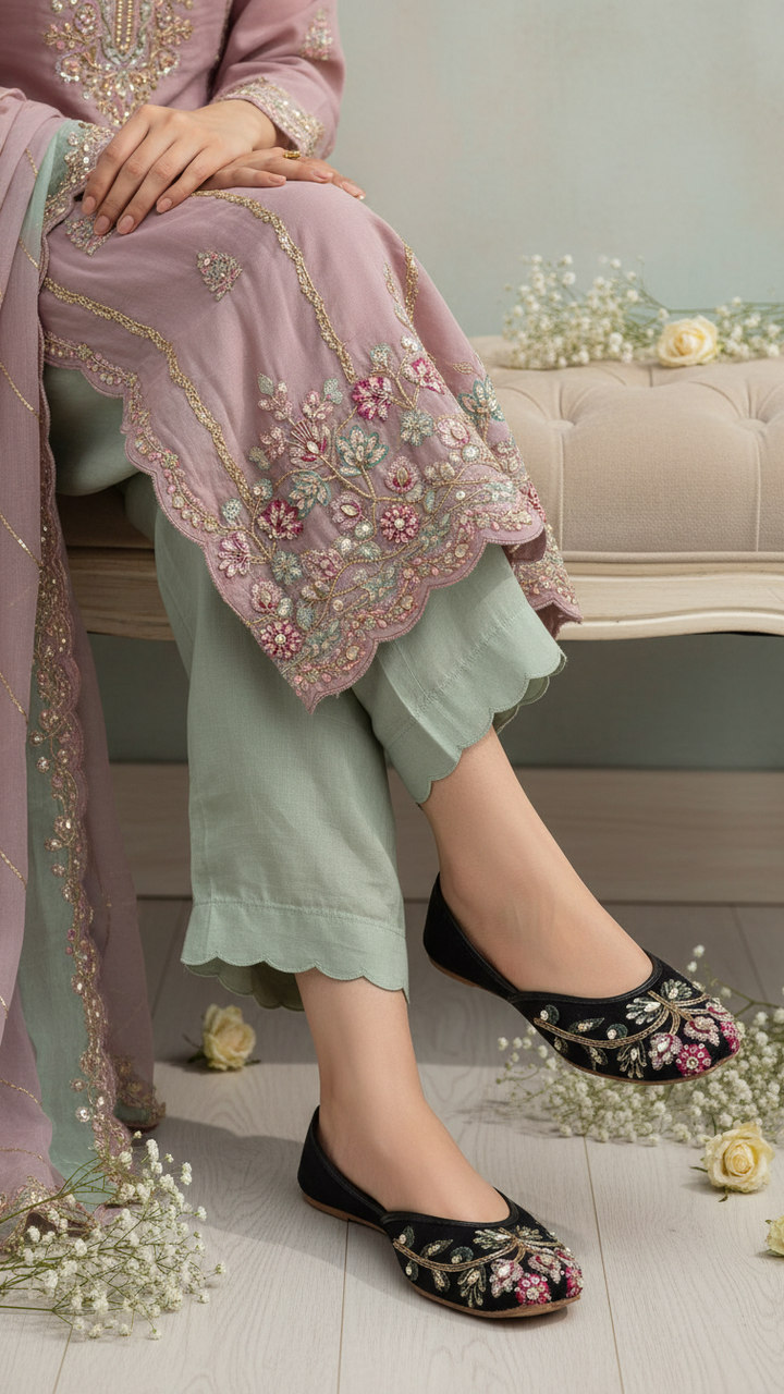Black Ethnic Khussa For Ladies EC8592