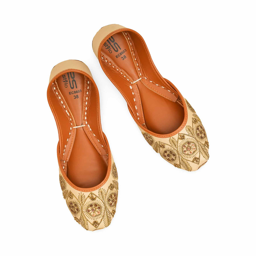 Beige Ethnic Khusa For Ladies EC8603