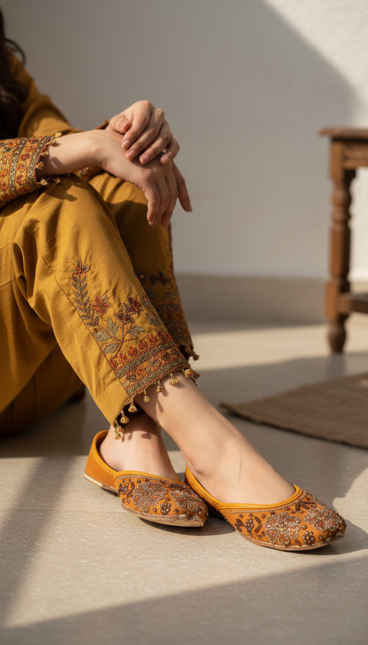 Mustard Fancy Women Khussa EC8607