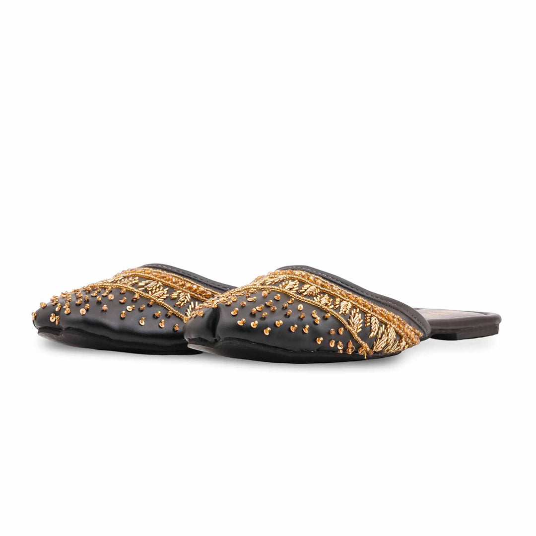 Black Fancy Back Open Khussa EC8612