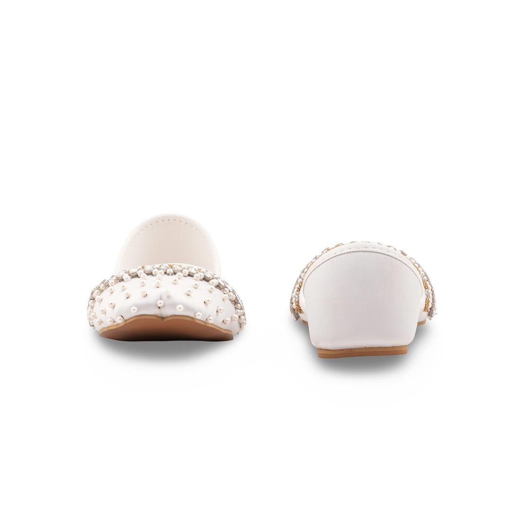 White Fancy Khussa For Ladies EC8614