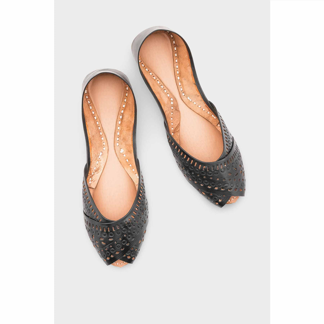 Black Leather Khussa EC8639