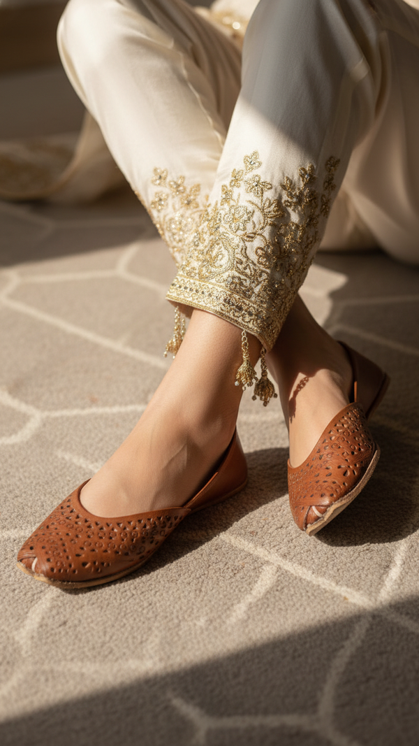 Mustard Leather Khussa EC8639