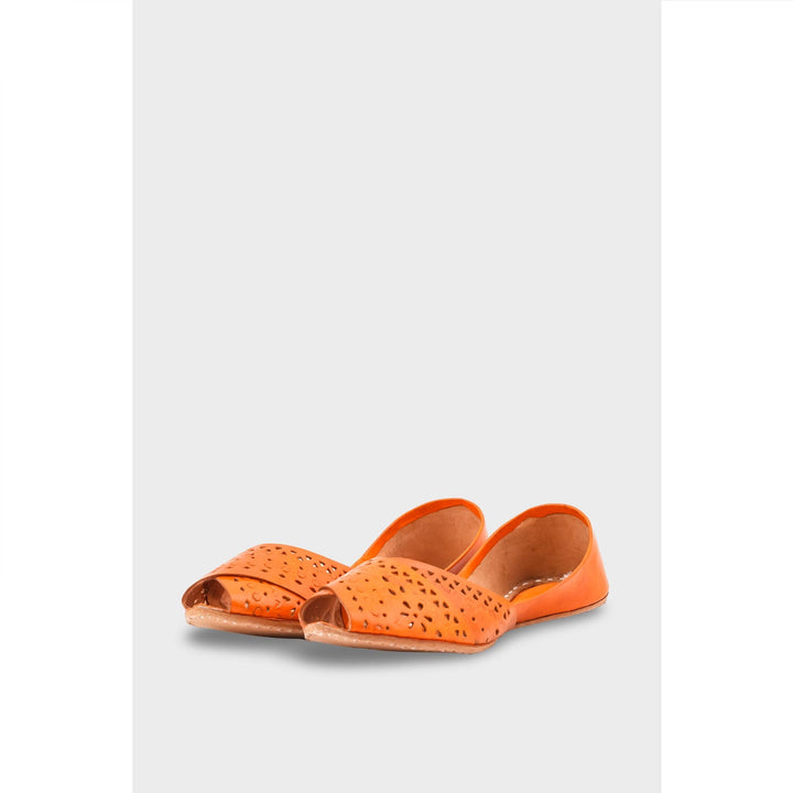 Orange Leather Khussa EC8639