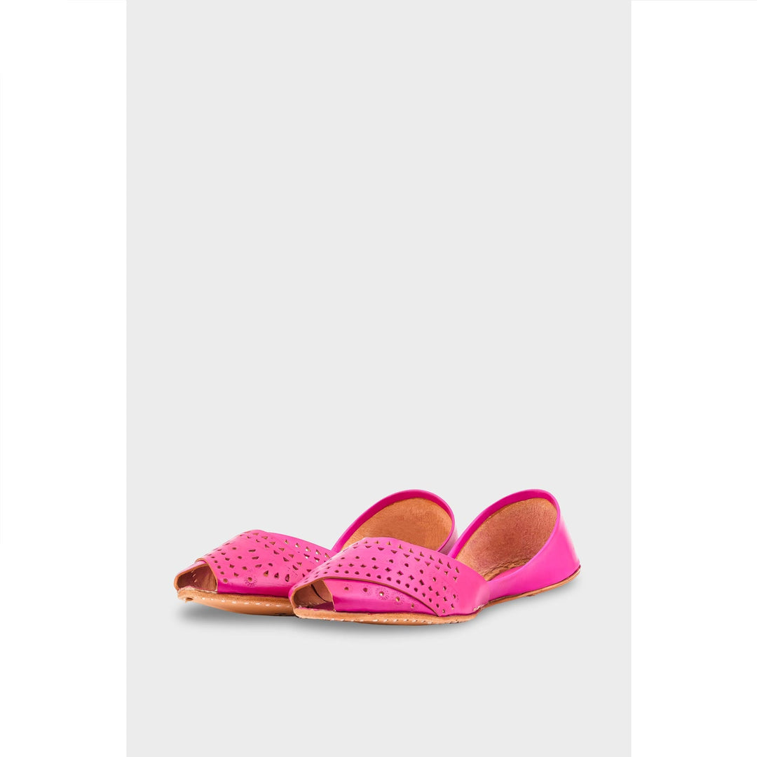 SK Pink Leather Khussa EC8639