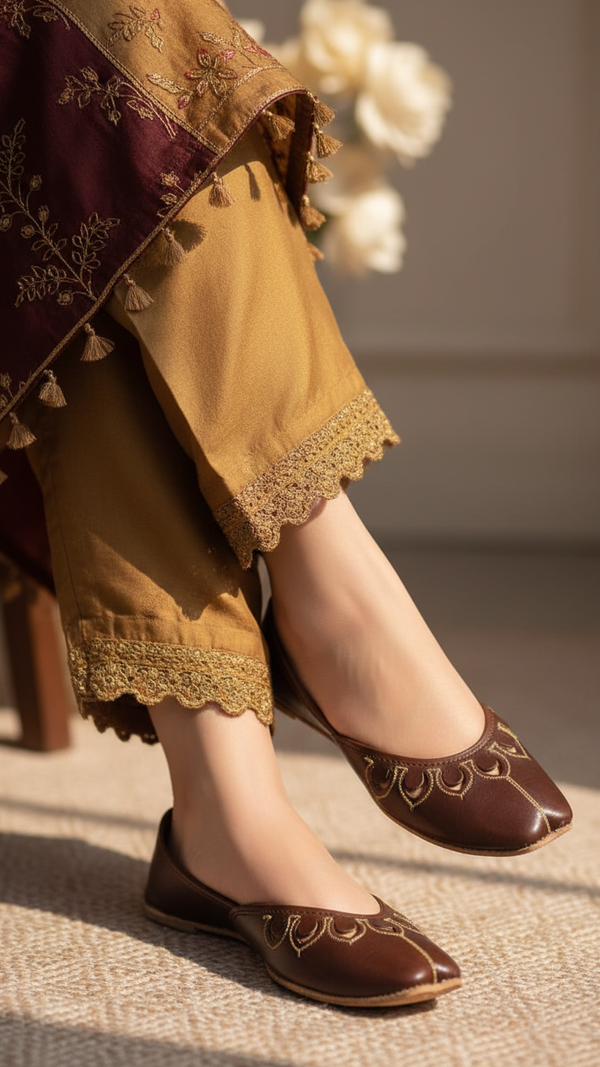 Brown Leather Khussa EC8641