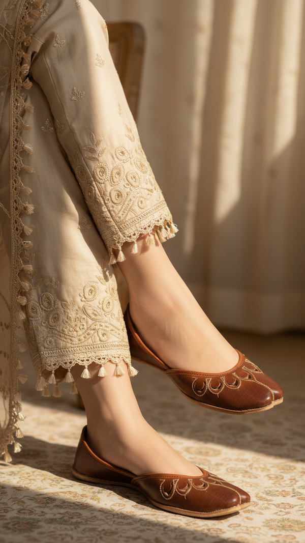 Mustard Leather Khussa EC8641