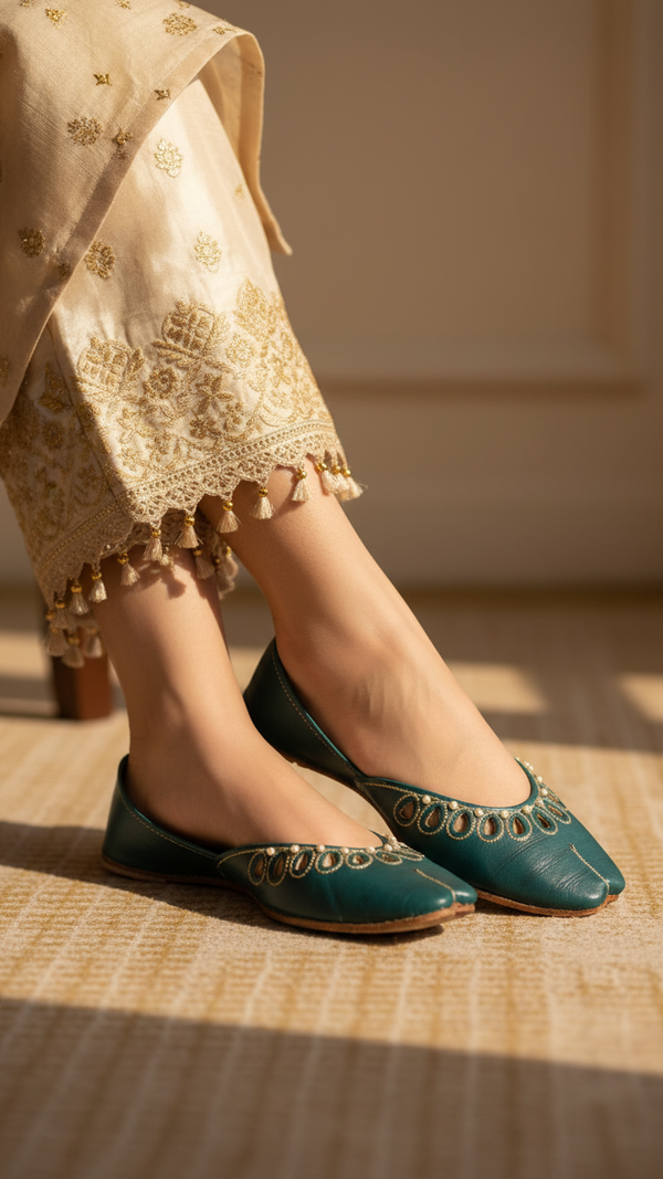 Green Leather Khussa EC8643
