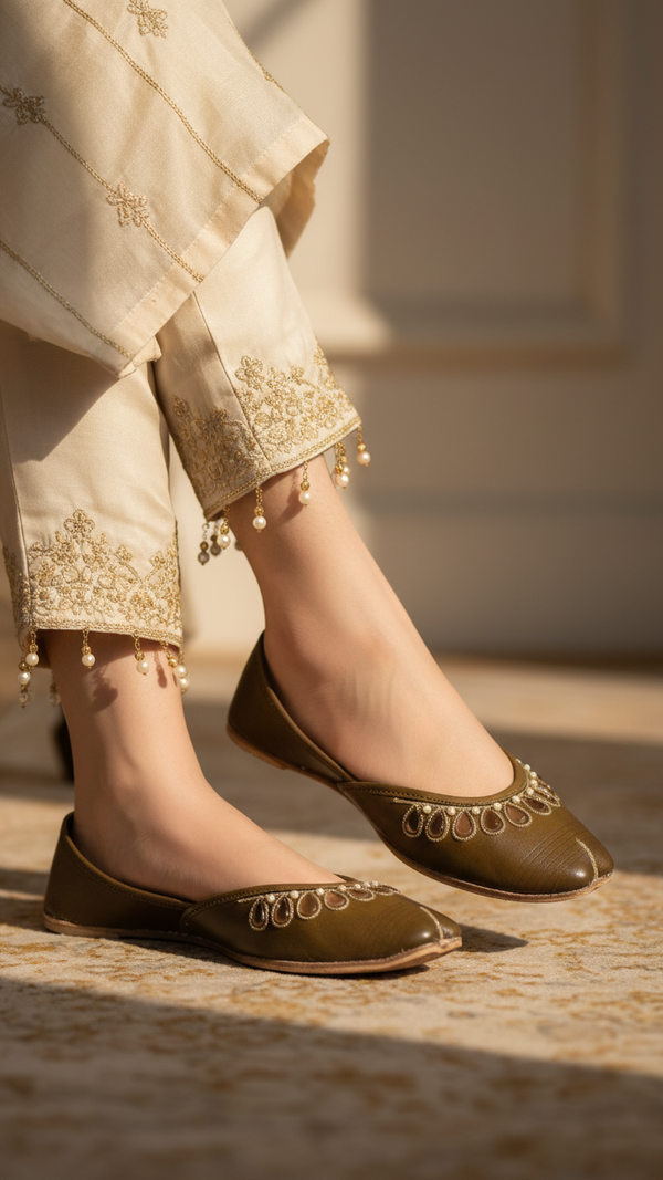 Mehndi Leather Khussa EC8643